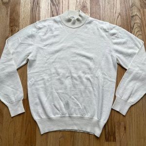Men's Vintage 70s Countess Mara Italy Wool Off White Beige Pullover Sweater Sz M
